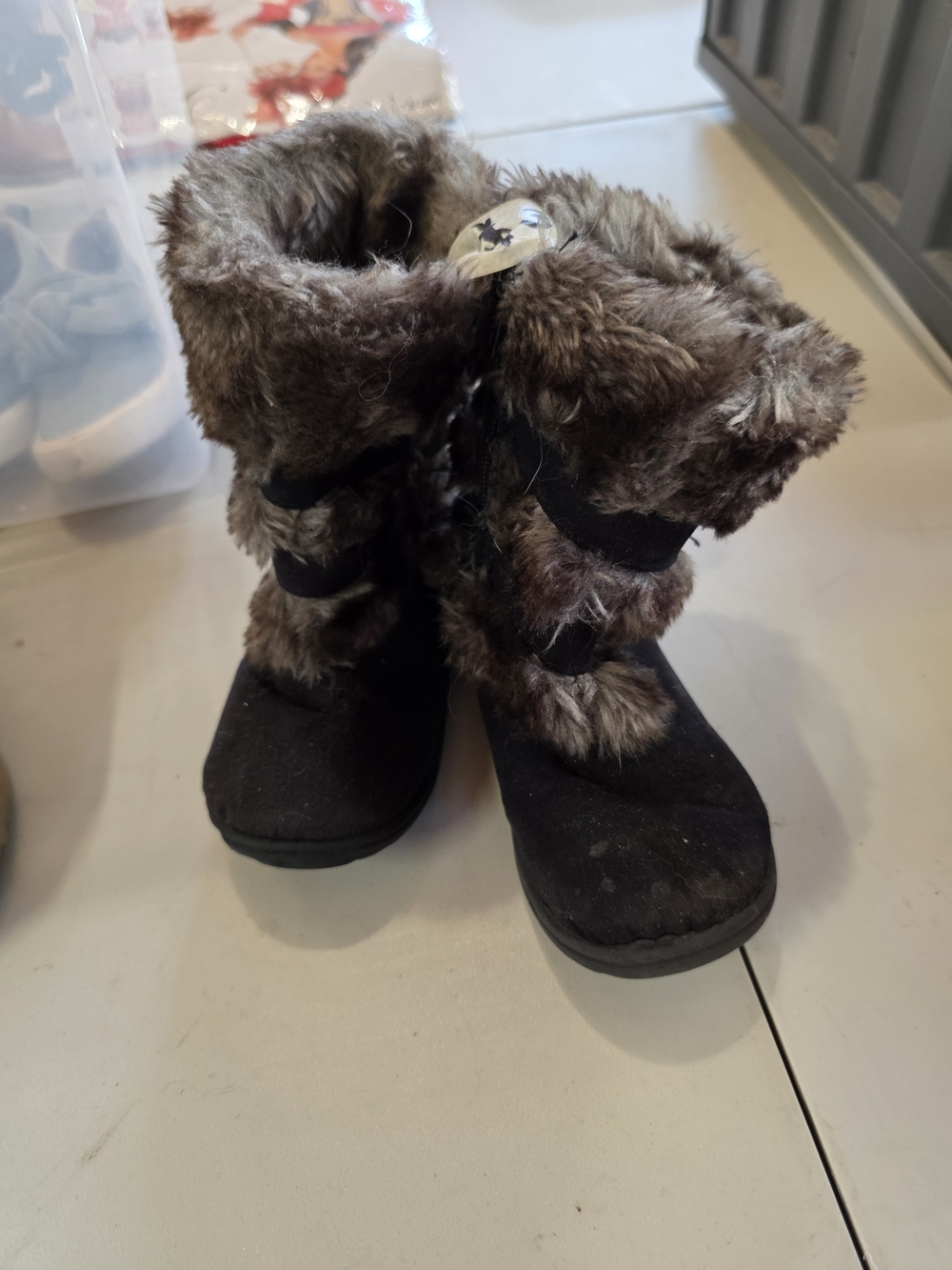 Kohl's Kids Faux Fur Boots in Black and Brown